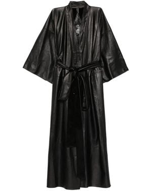 A LEATHER Leren Jas Met Ceintuur - Zwart