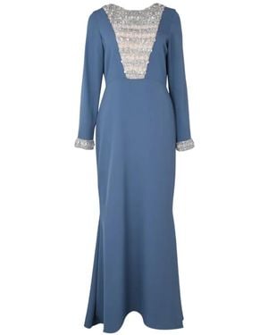 Loodyana Sequin-Embellished Long-Sleeve Maxi Dress - Blue
