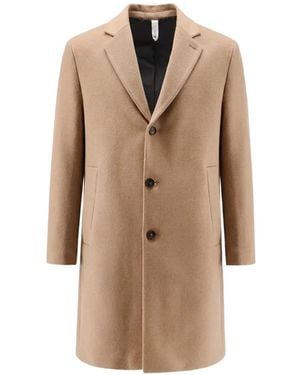Hevò Single-Breasted Notched-Lapel Coat - Natural