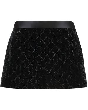 Gucci Crystal-Embroidery Velvet Shorts - Black