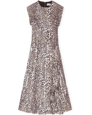Ganni Leopard-Print Dress - Grey