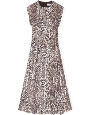 Ganni Leopard-Print Dress - Grey