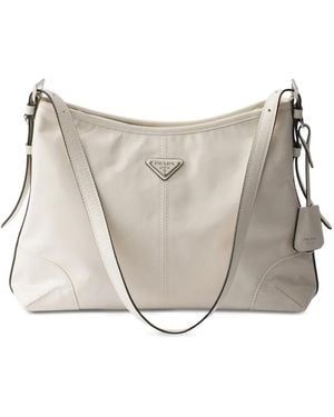Prada Aimèe Large Leather Shoulder Bag - Grey