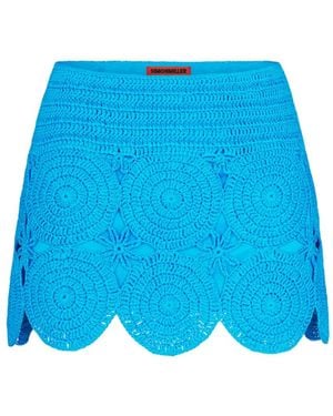 Simon Miller Beep Beep Crochet-Knit Mini Skirt - Blu