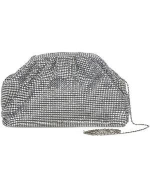 Twentyfourhaitch Petra Crystal-Embellished Ruched Clutch Bag - Gray