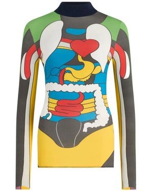 Jean Paul Gaultier Body Map Print Long-Sleeved Top - Grey