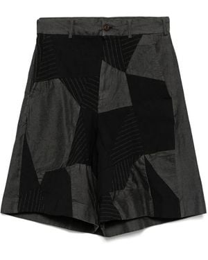 COMME DES GARÇON BLACK Gabardine Patchwork Shorts - Black