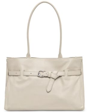 Coccinelle Buckle-Detail Logo-Print Tote Bag - White