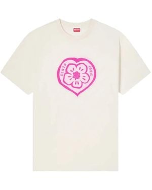 KENZO Boke Heart' Loose Cotton T-Shirt - Pink