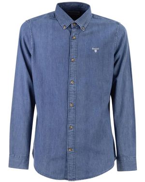 Barbour Logo-Embroidered Denim Shirt - Blue