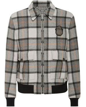 Billionaire Check-Pattern Jacket - Gray
