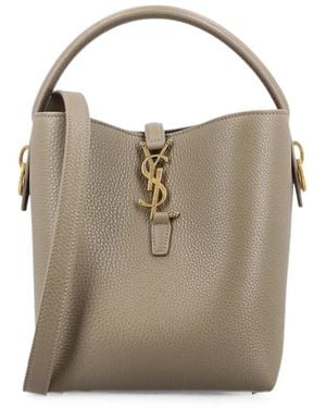 Saint Laurent Le 37 Leather Bucket Bag - Natural