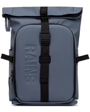 Rains Logo-Embossed Roll-Top Backpack - Blue