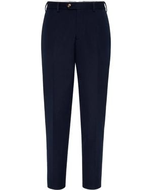 Brunello Cucinelli Gabardine-Weave Trousers - Blue