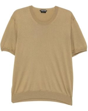 Tom Ford Cotton Crew Neck Top - Natural