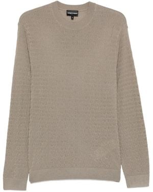 Emporio Armani Textured Crew-Neck Jumper - Brown