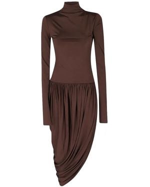 ANDAMANE Vesna Open-Back Draped Midi Dress - Brown