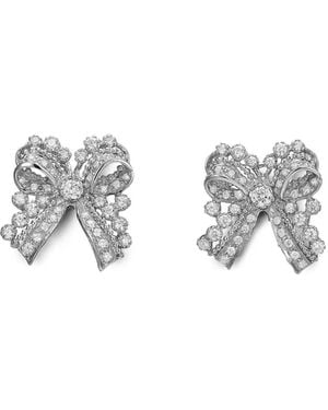 Anabela Chan 14K And Rhodium Vermeil Dentelle Bow Diamond Earrings - White