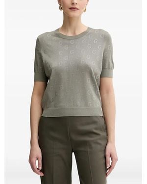 Guess Logo-Studded Top - Grey
