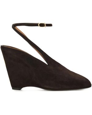 Ferragamo 90Mm Peep-Toe Wedge Court Shoes - Brown