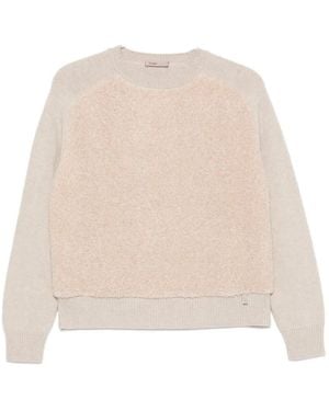 Herno Bouclé-Panel Wool Sweater - Natural