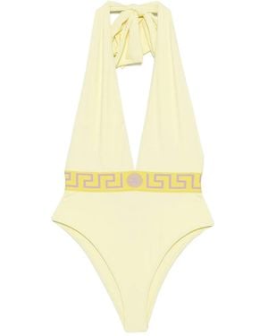 Versace Maillot De Bain Greca À Dos-Nu - Jaune