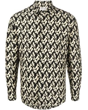 Saint Laurent Abstract-print Cotton Shirt - Black