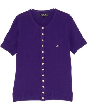 agnès b. Short-Sleevecardigan - Purple