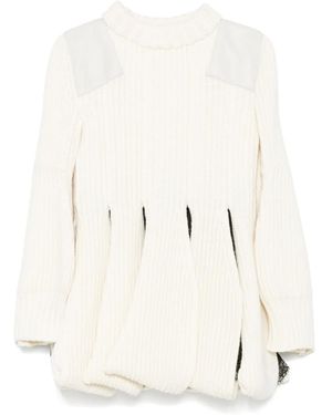 Sacai Cut Out-Detail Mini Dress - Natural