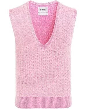 Barrie V-Neck Cashmere Top - Pink