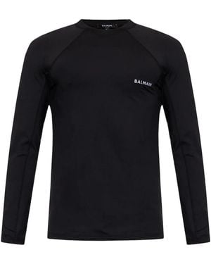 Balmain T-Shirt mit Logo-Stickerei - Schwarz