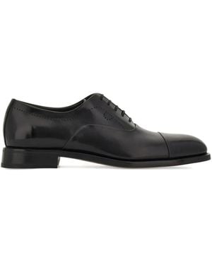 Ferragamo Leather Oxford Shoes - Black