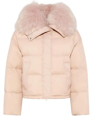 Yves Salomon Shearling-Trim Down Jacket - Pink