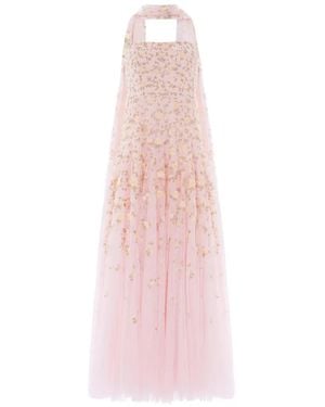 Needle & Thread Lea Ditsy Floral-Embroidered Maxi Dress - Pink