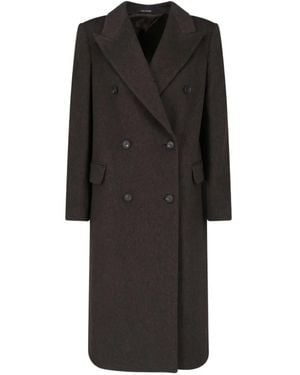 Tagliatore Double-Breasted Belted Coat - Black