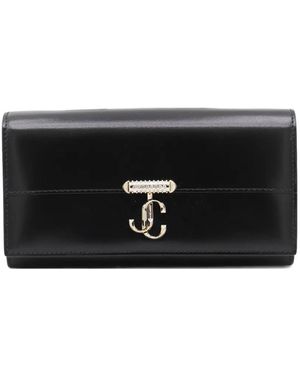 Jimmy Choo Avenue Pearl-Chain Wallet - Black