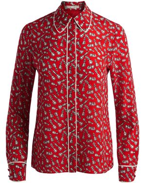 Alice + Olivia Chess-Print Piped Shirt - Red