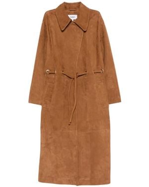 Ba&sh Tie-Waist Leather Coat - Brown