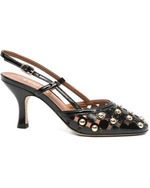 Evaluna Round-Toe Studded Pumps - Metallic
