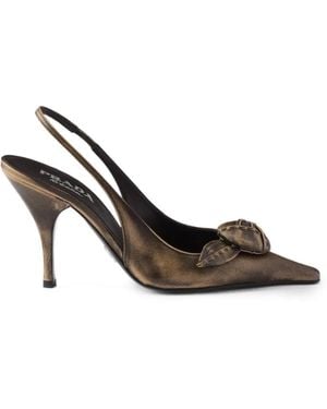 Prada Leather Slingback Court Shoes - Metallic