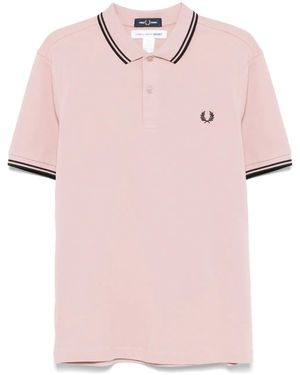 Comme des Garçons Rose Polo Shirt With Slogan Print - Pink