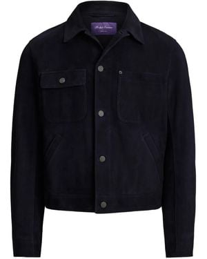 Ralph Lauren Veste En Cuir À Boutonnière - Blue