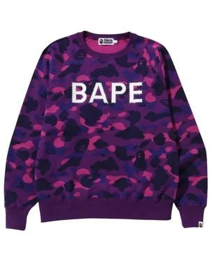 A Bathing Ape Color Camo Crystal-Embellished Sweater - Purple
