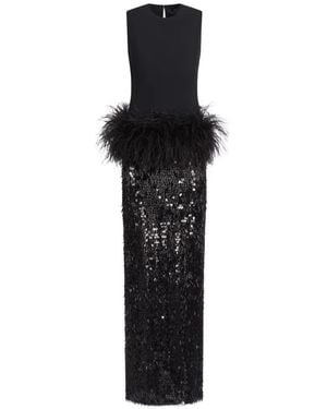 Taller Marmo Notte Feather-Trim Sequinned Maxi Dress - Black