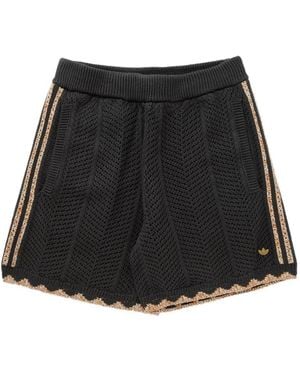 adidas ヘリンボーン ニットショートパンツ - ブラック