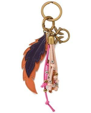 Pinko Feather Tassel Keyring - White