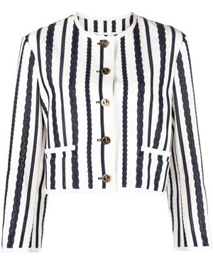 Thom Browne Broderie Anglaise-Detail Cropped Jacket - Black