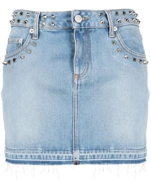 Alessandra Rich スタッズ デニム ミニスカート - ブルー