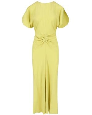 Victoria Beckham Bela Ruched-Detail Midi Dress - Yellow