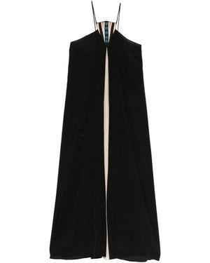 VOLANTIS Geometric-Print Silk Maxi Dress - Black
